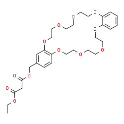 ChemSpider 2D Image | 6,7,9,10,12,13,20,21,23,24,26,27-Dodecahydrodibenzo[b,n][1,4,7,10,13,16,19,22]octaoxacyclotetracosin-2-ylmethyl ethyl malonate | C30H40O12