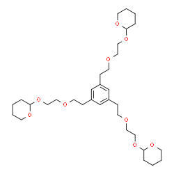 ChemSpider 2D Image | 2,2',2''-[Benzene-1,3,5-triyltris(2,1-ethanediyloxy-2,1-ethanediyloxy)]tris(tetrahydro-2H-pyran) | C33H54O9