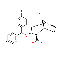 ChemSpider 2D Image | Methyl (1S,2R,3S,5R)-3-[bis(4-iodophenyl)methoxy]-8-methyl-8-azabicyclo[3.2.1]octane-2-carboxylate | C23H25I2NO3