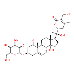 ChemSpider 2D Image | (3beta,22R)-14,20,26-Trihydroxy-1,27-dioxo-22,27-epoxyergosta-5,24-dien-3-yl beta-D-glucopyranoside | C34H50O12