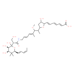 ChemSpider 2D Image | (2E,4E,6E)-7-{3-Hydroxy-5-[(4E,6E)-8-{[(2S)-3-hydroxy-2-{(2R,3R,4R,6S)-2,3,4-trihydroxy-5,5-dimethyl-6-[(1E,3Z)-1,3-pentadien-1-yl]tetrahydro-2H-pyran-2-yl}propanoyl]amino}-3-methoxy-4-methyl-4,6-octa
dien-2-yl]tetrahydro-2-furanyl}-2,4,6-heptatrienoic acid | C36H53NO11