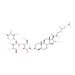 ChemSpider 2D Image | N-[(6S)-6-[(3S,5S,8R,9S,10S,13S,14S,16R,17R)-3-[(2R,3R,4R,5S,6R)-5-[(2S,3R,4R,5R,6S)-4,5-dihydroxy-6-methyl-3-[(2S,3R,4S,5R)-3,4,5-trihydroxytetrahydropyran-2-yl]oxy-tetrahydropyran-2-yl]oxy-3,4-dihydroxy-6-(hydroxymethyl)tetrahydropyran-2-yl]oxy-16-hydroxy-10,13-dimethyl-2,3,4,5,6,7,8,9,11,12,14,15,16,17-tetradecahydro-1H-cyclopenta[a]phenanthren-17-yl]-2-methyl-5-oxo-heptyl]acetamide | C46H77NO17