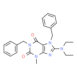 ChemSpider 2D Image | 1,7-Dibenzyl-8-diethylamino-3-methyl-3,7-dihydro-purine-2,6-dione | C24H27N5O2