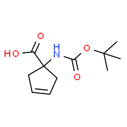 ChemSpider 2D Image | 1-((tert-Butoxycarbonyl)amino)cyclopent-3-enecarboxylic acid | C11H17NO4