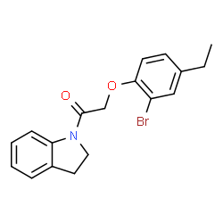 ChemSpider 2D Image | 2-(2-Bromo-4-ethylphenoxy)-1-(2,3-dihydro-1H-indol-1-yl)ethanone | C18H18BrNO2