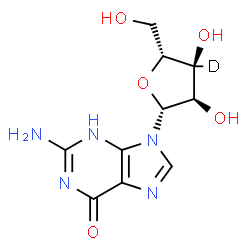 ChemSpider 2D Image | (C~3~'-~2~H)Guanosine | C10H12DN5O5
