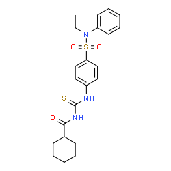 ChemSpider 2D Image | N-({4-[Ethyl(phenyl)sulfamoyl]phenyl}carbamothioyl)cyclohexanecarboxamide | C22H27N3O3S2