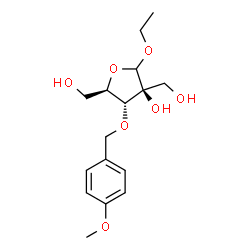 ChemSpider 2D Image | Ethyl 2-C-(hydroxymethyl)-3-O-(4-methoxybenzyl)-D-arabinofuranoside | C16H24O7