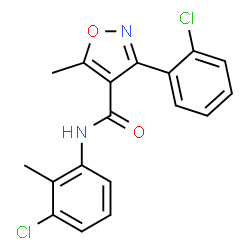 ChemSpider 2D Image | N-(3-Chloro-2-methylphenyl)-3-(2-chlorophenyl)-5-methyl-1,2-oxazole-4-carboxamide | C18H14Cl2N2O2