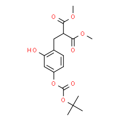 ChemSpider 2D Image | Dimethyl [2-hydroxy-4-({[(2-methyl-2-propanyl)oxy]carbonyl}oxy)benzyl]malonate | C17H22O8