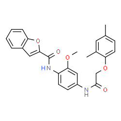 ChemSpider 2D Image | N-(4-{[(2,4-Dimethylphenoxy)acetyl]amino}-2-methoxyphenyl)-1-benzofuran-2-carboxamide | C26H24N2O5