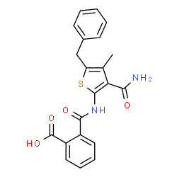 ChemSpider 2D Image | 2-[(5-Benzyl-3-carbamoyl-4-methyl-2-thienyl)carbamoyl]benzoic acid | C21H18N2O4S