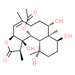 ChemSpider 2D Image | (1R,3aS,4Z,8S,8aS,9S,12S,12aS,13R,13aS)-8,9,12,13a-Tetrahydroxy-1,5,8a,12-tetramethyl-2-oxo-1,2,3a,6,7,8,8a,9,10,11,12,12a,13,13a-tetradecahydrobenzo[4,5]cyclodeca[1,2-b]furan-13-yl acetate | C22H34O8