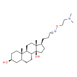 ChemSpider 2D Image | (3S,5R,8R,9S,10S,13R,14S,17S)-17-[(3E)-3-{[2-(Dimethylamino)ethoxy]imino}propyl]-10,13-dimethylhexadecahydro-14H-cyclopenta[a]phenanthrene-3,14-diol | C26H46N2O3
