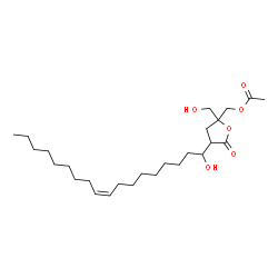 ChemSpider 2D Image | {2-(Hydroxymethyl)-4-[(9Z)-1-hydroxy-9-octadecen-1-yl]-5-oxotetrahydro-2-furanyl}methyl acetate | C26H46O6