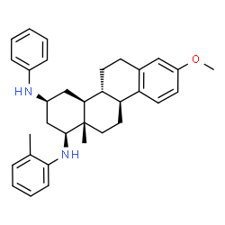 ChemSpider 2D Image | (1S,3S,4aS,4bR,10bS,12aS)-8-Methoxy-12a-methyl-N~1~-(2-methylphenyl)-N~3~-phenyl-1,2,3,4,4a,4b,5,6,10b,11,12,12a-dodecahydro-1,3-chrysenediamine | C33H40N2O