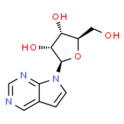 ChemSpider 2D Image | 7-(beta-D-Ribofuranosyl)pyrrolo(2,3-d)pyrimidine | C11H13N3O4