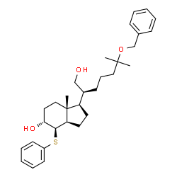 ChemSpider 2D Image | (1R,3aR,4R,5R,7aR)-1-[(2R)-6-(Benzyloxy)-1-hydroxy-6-methyl-2-heptanyl]-7a-methyl-4-(phenylsulfanyl)octahydro-1H-inden-5-ol | C31H44O3S