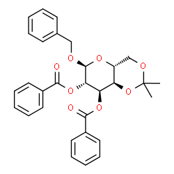 ChemSpider 2D Image | Benzyl 2,3-di-O-benzoyl-4,6-O-isopropylidene-alpha-D-altropyranoside | C30H30O8