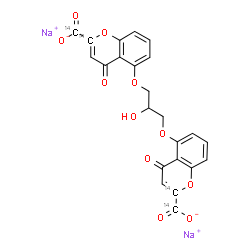 ChemSpider 2D Image | Disodium 5,5'-[(2-hydroxy-1,3-propanediyl)bis(oxy)]bis[4-oxo(2-~14~C)-4H-chromene-2-(~14~C)carboxylate] | C1914C4H14Na2O11