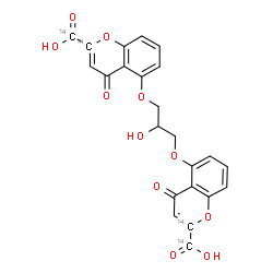 ChemSpider 2D Image | 5,5'-[(2-Hydroxy-1,3-propanediyl)bis(oxy)]bis[4-oxo(2-~14~C)-4H-chromene-2-(~14~C)carboxylic acid] | C1914C4H16O11