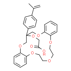ChemSpider 2D Image | {[18-(4-Isopropenylphenyl)-6,7,9,10,18,19-hexahydro-17H-dibenzo[b,k][1,4,7,10,13]pentaoxacyclohexadecin-18-yl]oxy}acetic acid | C30H32O8