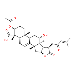 ChemSpider 2D Image | (3alpha,12alpha,13alpha,14beta,16beta,17alpha,20R)-3-Acetoxy-12-hydroxy-21,23-dioxo-16,21-epoxylanosta-7,24-dien-28-oic acid | C32H44O8