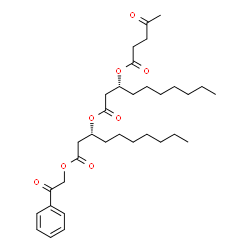 ChemSpider 2D Image | (3R)-1-Oxo-1-(2-oxo-2-phenylethoxy)-3-decanyl (3R)-3-[(4-oxopentanoyl)oxy]decanoate | C33H50O8