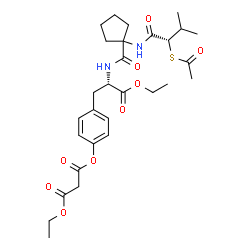ChemSpider 2D Image | 4-[(2S)-2-{[(1-{[(2S)-2-(Acetylsulfanyl)-3-methylbutanoyl]amino}cyclopentyl)carbonyl]amino}-3-ethoxy-3-oxopropyl]phenyl ethyl malonate | C29H40N2O9S