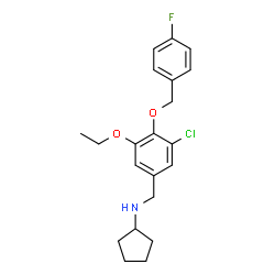 ChemSpider 2D Image | N-{3-Chloro-5-ethoxy-4-[(4-fluorobenzyl)oxy]benzyl}cyclopentanamine | C21H25ClFNO2