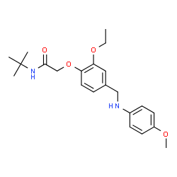 ChemSpider 2D Image | N-(tert-butyl)-2-{2-ethoxy-4-[(4-methoxyanilino)methyl]phenoxy}acetamide | C22H30N2O4