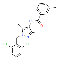 ChemSpider 2D Image | N-[1-(2,6-Dichlorobenzyl)-3,5-dimethyl-1H-pyrazol-4-yl]-3-methylbenzamide | C20H19Cl2N3O