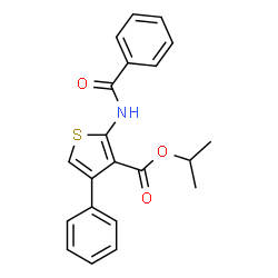 ChemSpider 2D Image | Isopropyl 2-(benzoylamino)-4-phenyl-3-thiophenecarboxylate | C21H19NO3S
