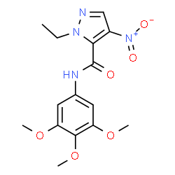 ChemSpider 2D Image | 1-Ethyl-4-nitro-N-(3,4,5-trimethoxyphenyl)-1H-pyrazole-5-carboxamide | C15H18N4O6