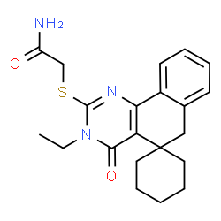 ChemSpider 2D Image | 2-[(3-Ethyl-4-oxo-4,6-dihydro-3H-spiro[benzo[h]quinazoline-5,1'-cyclohexan]-2-yl)sulfanyl]acetamide | C21H25N3O2S