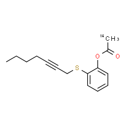 ChemSpider 2D Image | 2-(2-Heptyn-1-ylsulfanyl)phenyl (2-~14~C)acetate | C1414CH18O2S