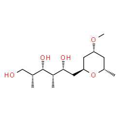 ChemSpider 2D Image | (2R,3S,4S,5R)-6-[(2S,4R,6S)-4-Methoxy-6-methyltetrahydro-2H-pyran-2-yl]-2,4-dimethyl-1,3,5-hexanetriol | C15H30O5