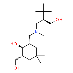 ChemSpider 2D Image | (1S,2R,6S)-2-(Hydroxymethyl)-6-({[(2R)-2-(hydroxymethyl)-3,3-dimethylbutyl](methyl)amino}methyl)-4,4-dimethylcyclohexanol | C18H37NO3