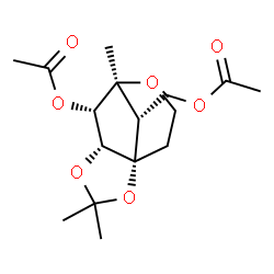 ChemSpider 2D Image | (1S,5R,6S,7S,11S)-11-(Acetoxymethyl)-3,3,7-trimethyl-2,4,8-trioxatricyclo[5.3.1.0~1,5~]undec-6-yl acetate | C16H24O7