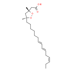 ChemSpider 2D Image | {(3R,5S)-3,5-Dimethyl-5-[(7E,9E,12Z)-7,9,12-pentadecatrien-1-yl]-1,2-dioxolan-3-yl}acetic acid | C22H36O4
