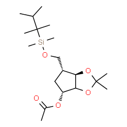 ChemSpider 2D Image | (4R,6R,6aR)-6-({[(2,3-Dimethyl-2-butanyl)(dimethyl)silyl]oxy}methyl)-2,2-dimethyltetrahydro-3aH-cyclopenta[d][1,3]dioxol-4-yl acetate | C19H36O5Si