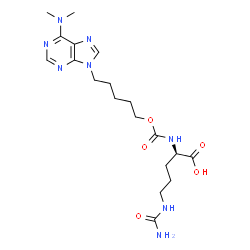 ChemSpider 2D Image | N~5~-Carbamoyl-N~2~-[({5-[6-(dimethylamino)-9H-purin-9-yl]pentyl}oxy)carbonyl]-D-ornithine | C19H30N8O5
