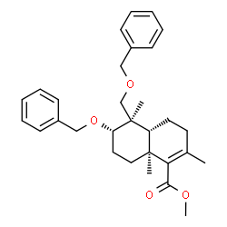 ChemSpider 2D Image | Methyl (4aR,5R,6S,8aS)-6-(benzyloxy)-5-[(benzyloxy)methyl]-2,5,8a-trimethyl-3,4,4a,5,6,7,8,8a-octahydro-1-naphthalenecarboxylate | C30H38O4