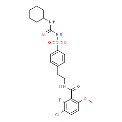 ChemSpider 2D Image | 5-Chloro-N-(2-{4-[(cyclohexylcarbamoyl)sulfamoyl]phenyl}ethyl)-2-methoxy(6-~3~H)benzamide | C23H27TClN3O5S