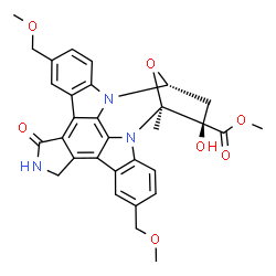 ChemSpider 2D Image | methyl (5S,6R,8R)-6-hydroxy-2,11-bis(methoxymethyl)-5-methyl-13-oxo-5,6,7,8,14,15-hexahydro-13H-5,8-epoxy-4b,8a,14-triazadibenzo[b,h]cycloocta[1,2,3,4-jkl]cyclopenta[e]-as-indacene-6-carboxylate | C31H29N3O7