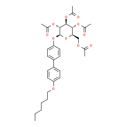 ChemSpider 2D Image | 4'-(Hexyloxy)-4-biphenylyl 2,3,4,6-tetra-O-acetyl-beta-D-glucopyranoside | C32H40O11