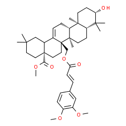 ChemSpider 2D Image | Methyl (3beta,18xi)-27-{[(2E)-3-(3,4-dimethoxyphenyl)-2-propenoyl]oxy}-3-hydroxyolean-12-en-28-oate | C42H60O7