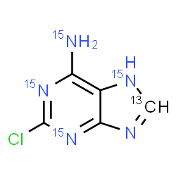 ChemSpider 2D Image | 2-Chloro(8-~13~C,1,3,7-~15~N_3_)-7H-purin-6-(~15~N)amine | C413CH4ClN15N4