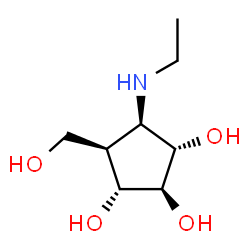 ChemSpider 2D Image | (1R,2S,3S,4R,5R)-4-(Ethylamino)-5-(hydroxymethyl)-1,2,3-cyclopentanetriol | C8H17NO4