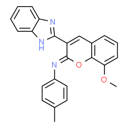 ChemSpider 2D Image | (2Z)-3-(1H-Benzimidazol-2-yl)-8-methoxy-N-(4-methylphenyl)-2H-chromen-2-imine | C24H19N3O2